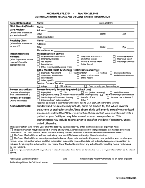 Authorization to Release and Disclose Patient Information