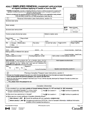 Adult Simplified Renewal Passport Application