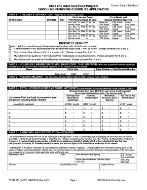 Child and Adult Care Food Program Enrollment Application
