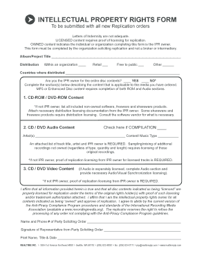 Intellectual Property Rights Replication Form