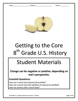 8th Grade US History Student Critique Form