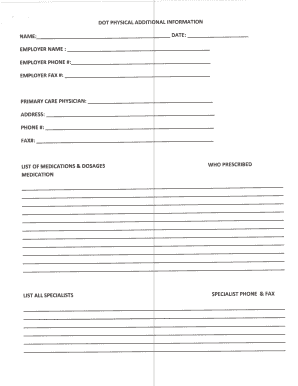 DOT Physical Examination Report Form