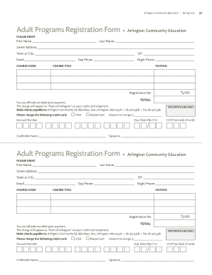 Adult Programs Registration Form
