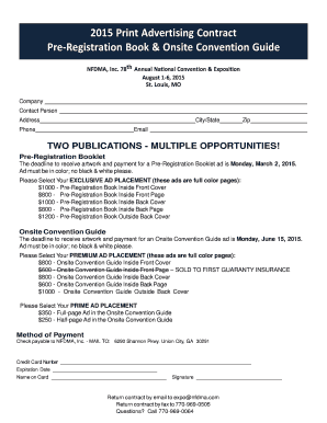 2015 Print Advertising Contract Pre-Registration Book