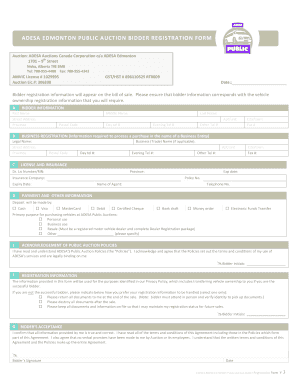ADESA Edmonton Public Auction Bidder Registration Form