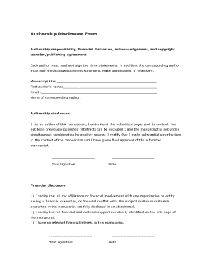 Authorship Disclosure Form