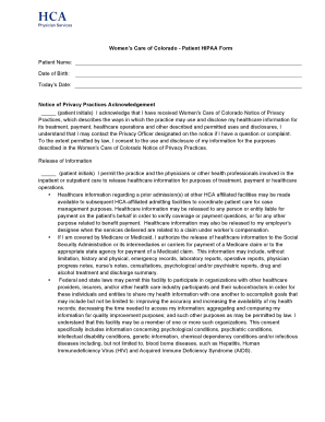 Women's Care of Colorado HIPAA Form