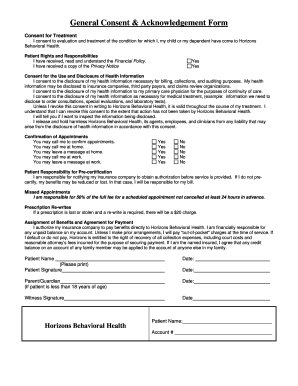Horizons Behavioral Health Consent Form