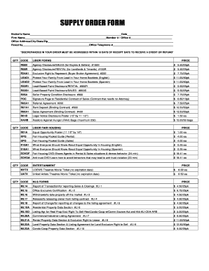Supply Order Form for Real Estate Brokers