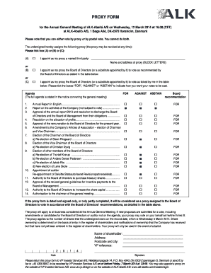 Proxy Form for ALK-Abelló A/S Annual General Meeting
