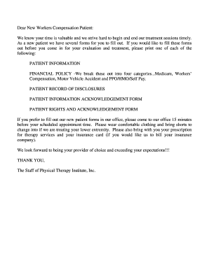 Workers Compensation Patient Information Form