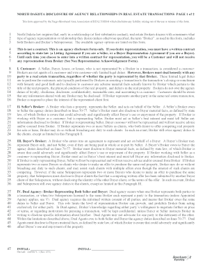 North Dakota Disclosure of Agency Relationships in Real Estate Transactions