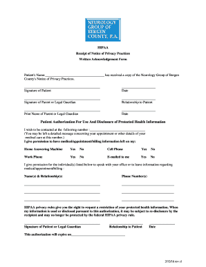 HIPAA Privacy Practices Acknowledgement Form