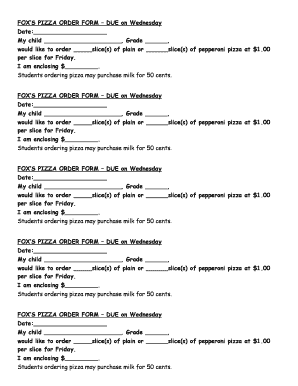 Fox's Pizza Order Form