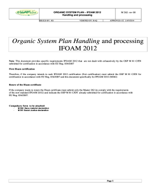 IFOAM 2012 Organic System Plan