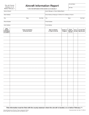 Nebraska Aircraft Information Report