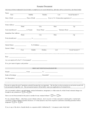 SBA Form 912 - Supplemental Information Form