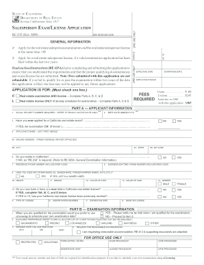 California Real Estate Salesperson Exam/License Application