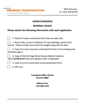Kidney/Pancreas Transplant Referral Packet