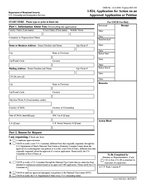 USCIS Form I-824 Application for Action on an Approved Application or Petition