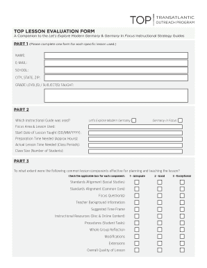TOP Lesson Evaluation Form