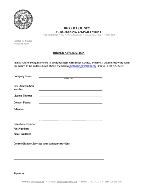 Bexar County Bidder Application