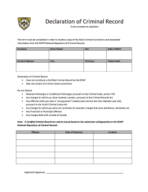 Declaration of Criminal Record