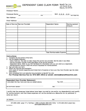 Dependent Care Claim Form