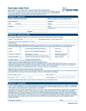 Sovereign Health Care Cash Plan Claim Form