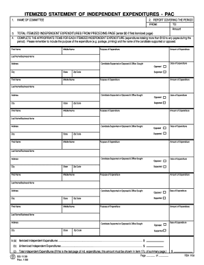 Itemized Statement of Independent Expenditures - PAC