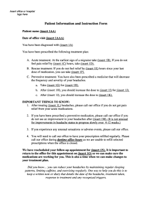 Patient Information and Instruction Form