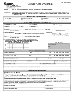 Virginia License Plate Application