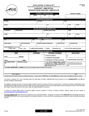Vehicle Service Contract Agreement