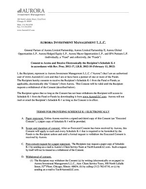 Consent to Receive Schedule K-1 Electronically