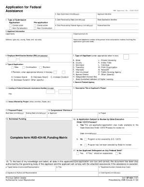 Federal Assistance Application Form