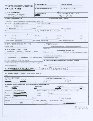 Federal Assistance Application Form