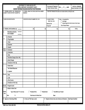 FEMA Budget Form