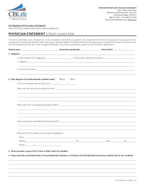 Attending Physician Statement for Critical Condition Accelerated Benefit