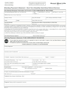 Attending Physician’s Statement - Short Term Disability Claim