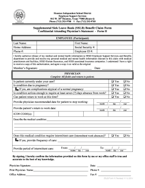Supplemental Sick Leave Bank Benefit Claim Form