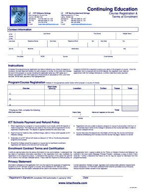 ICT Schools Course Registration Form