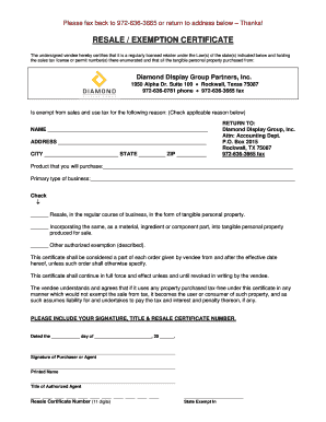 Texas Resale Exemption Certificate