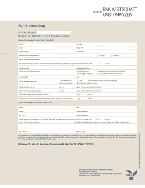 Antrag auf Mitgliedschaft in der BKK Wirtschaft & Finanzen