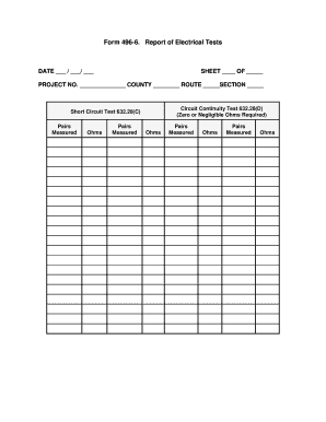 Form 496-6 Report of Electrical Tests
