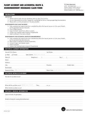 Dismemberment Insurance Claim Form