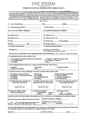 Foreign National Information Form