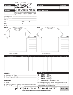 Printing Order Form