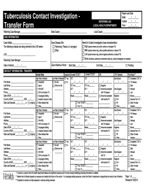 Tuberculosis Contact Investigation Transfer Form