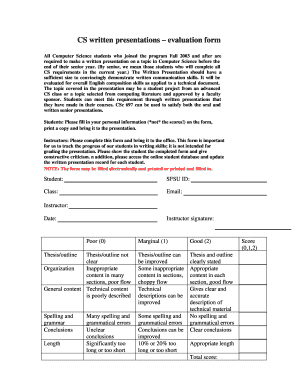 CS written presentations evaluation form