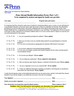 Penn Abroad Health Information Form